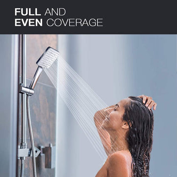 Newentor Handheld High Pressure Shower Head, 6 Spray Modes/Settings Detachable Shower Head, Chrome Finish Square Shower Head with Stainless Steel Hose