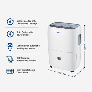 Newentor Stromsparender Luftentfeuchter 330W mit 25 L/Tag Entfeuchtung - Entfeuchter für Räume ca 80m² bzw. 215m³-Raumentfeuchter mit Ablaufschlauch, Timer, Gegen Feuchtigkeit, Schimmel