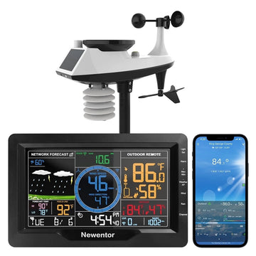 Newentor Wifi Weather Station with Outdoor Sensor, 8-in-1 with Temperature, Humidity, Wind Speed, Rainfall, Weather Forecast, Air Pressure