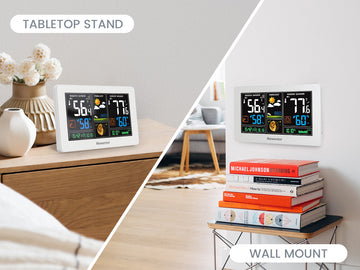 Newentor Weather Station Wireless Indoor Outdoor with 2 Remote Sensors Thermometer, 7.5in Color Digital Weather Thermometer with Barometer/Forecast Station