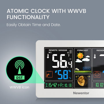 Newentor Weather Station Wireless Indoor Outdoor with 2 Remote Sensors Thermometer, 7.5in Color Digital Weather Thermometer with Barometer/Forecast Station