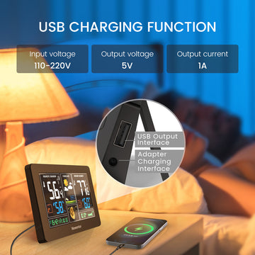 Newentor Weather Station Wireless Indoor Outdoor with 2 Remote Sensors Thermometer, 7.5in Color Digital Weather Thermometer with Barometer/Forecast Station