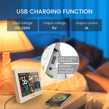 Newentor Weather Station Wireless Indoor Outdoor with 2 Remote Sensors Thermometer, 7.5in Color Digital Weather Thermometer with Barometer/Forecast Station