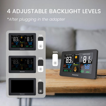 Newentor Weather Station Wireless Indoor Outdoor with 3 Remote Sensors Thermometer, 7.5in Color Digital Weather Thermometer with Atomic Clock, Barometer/Forecast Station