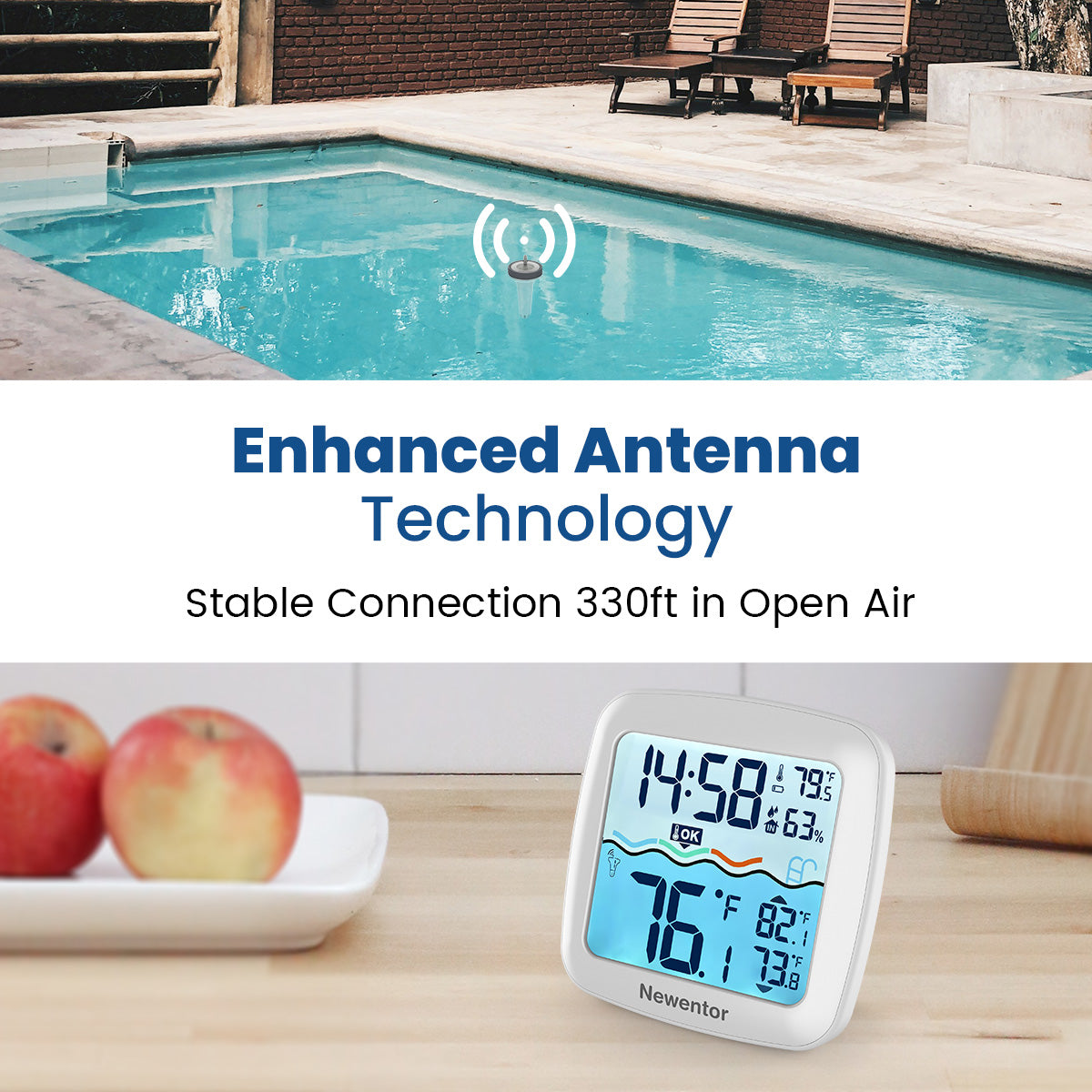 pool clock and thermometer