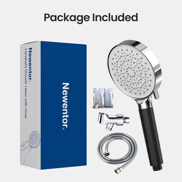 Newentor® Handheld High Pressure Shower Head, 6 Spray Modes/Settings Detachable Shower Head with Hose and Shower Stand