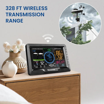 Newentor Wifi Weather Station with Outdoor Sensor, 8-in-1 with Temperature, Humidity, Wind Speed, Rainfall, Weather Forecast, Air Pressure