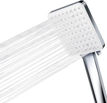 Newentor Handheld High Pressure Shower Head, 6 Spray Modes/Settings Detachable Shower Head, Chrome Finish Square Shower Head with Stainless Steel Hose