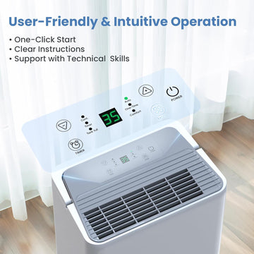 Newentor Bdpt. Dehumidifiers for Home Damp 12L, Dehumidifier for Bedroom 35dB, Dehumidifier for Bathroom 122m³/25m², Dehumidifiers for Drying Clothes, 190W, Drain Hose, Filter, Timer, 10-YR WRNTY