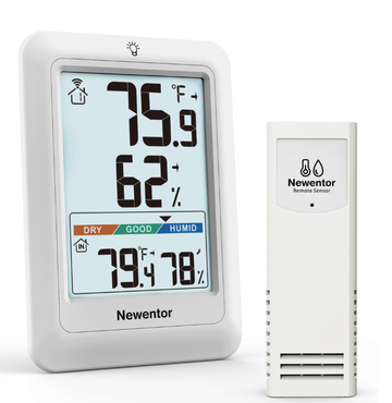 Newentor Portable Indoor Outdoor Thermometer, Wireless Weather Station with 1 Remote Sensor, Temperature and Humidity Monitor, ℉/℃ Switchable, Air Comfort Indicator, Black
