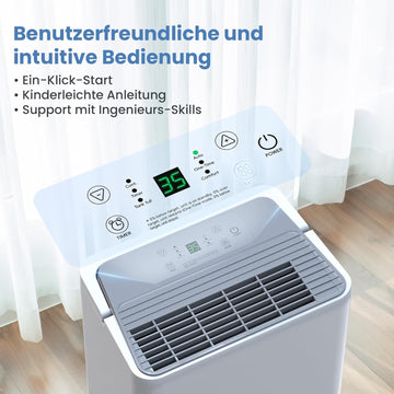 Newentor 12L Luftentfeuchter Elektrisch Keller 35dB, Entfeuchter Elektrisch Keller mit Ablaufschlauch 1m, Raumentfeuchter Elektrisch 25m²/122m³, 10 J. Gar., Filter, Timer