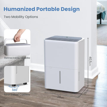Newentor Bdpt. Dehumidifiers for Home Damp 12L, Dehumidifier for Bedroom 35dB, Dehumidifier for Bathroom 122m³/25m², Dehumidifiers for Drying Clothes, 190W, Drain Hose, Filter, Timer, 10-YR WRNTY