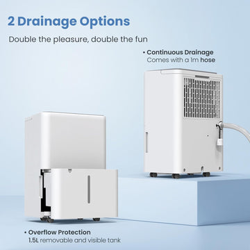 Newentor Bdpt. Dehumidifiers for Home Damp 12L, Dehumidifier for Bedroom 35dB, Dehumidifier for Bathroom 122m³/25m², Dehumidifiers for Drying Clothes, 190W, Drain Hose, Filter, Timer, 10-YR WRNTY