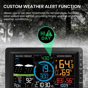 Newentor Weather Station with Outdoor Sensor, 8-in-1 with Color Display for Temperature, Rain Gauge (No Wifi)