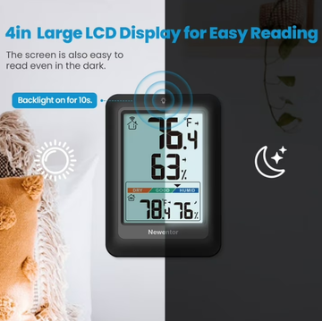Newentor Portable Indoor Outdoor Thermometer, Wireless Weather Station with 1 Remote Sensor, Temperature and Humidity Monitor, ℉/℃ Switchable, Air Comfort Indicator, Black