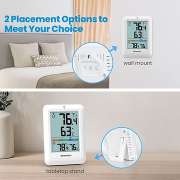 Newentor Indoor Outdoor Thermometer Wireless, Remote Temperature Monitor Hygrometer, Outside Inside Thermometers with Comfort Indicator, 4 Inch Screen Humidity Gauge, 328ft Range for Home Patio