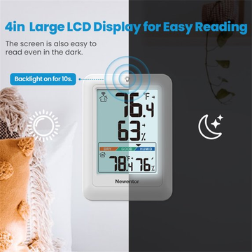 Newentor Portable Indoor Outdoor Thermometer with 2 Remote Sensor, white