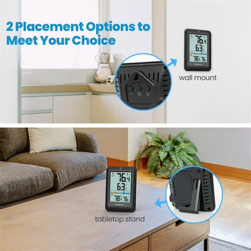 Newentor Portable Indoor Outdoor Thermometer with 3 Remote Sensor, black