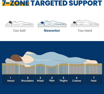Newentor 7 Zone 4FT6 Double Mattress, 10 Inch Memory Foam Mattress with Pocket Sprung, OEKO-TEX Certified Mattresses with Breathable Cover, 135x190