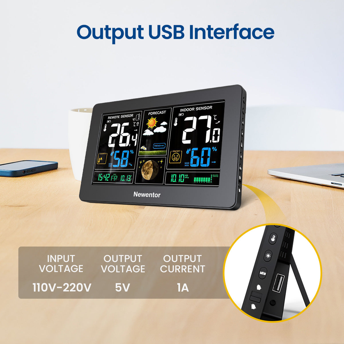 Newentor® Full Color Weather Station Q3 - Wireless Atomic All-In-1 Newentor wireless weather station